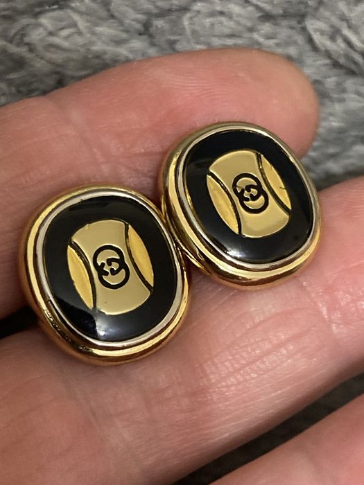Оригинальные запонки GUCCI  VINTAGE  позолота с эмалью ITALY.НОВЫЕ.