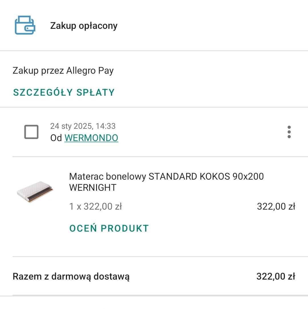 Materac bonelowy w bardzo dobrym stanie. Kupiony w styczniu.