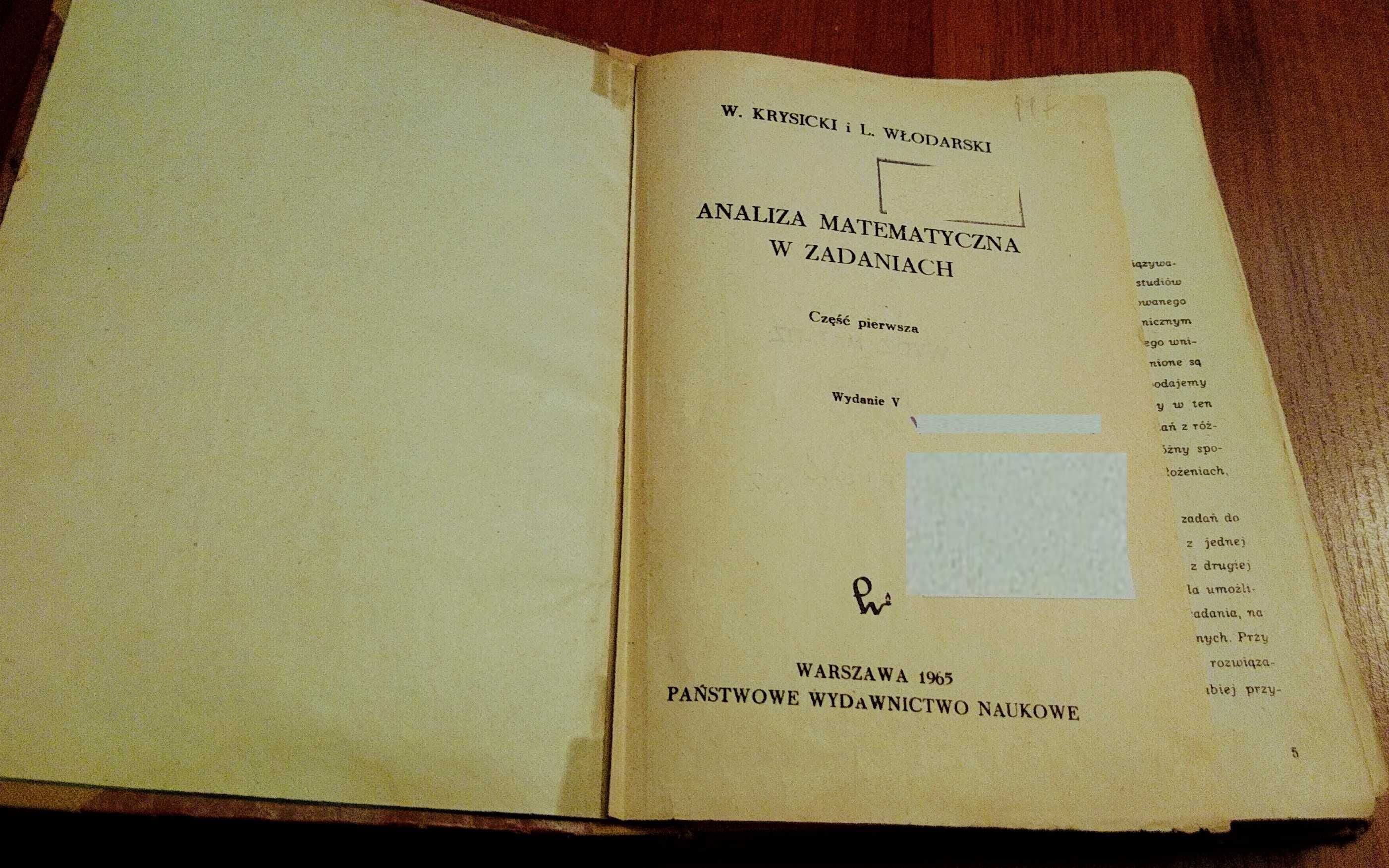 Analiza matematyczna w zadaniach Cz. 1  Krysicki Włodarski
