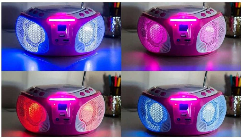 Radio / Radioodtwarzacz LENCO Różowy / CD / FM / Świecące / Karaoke