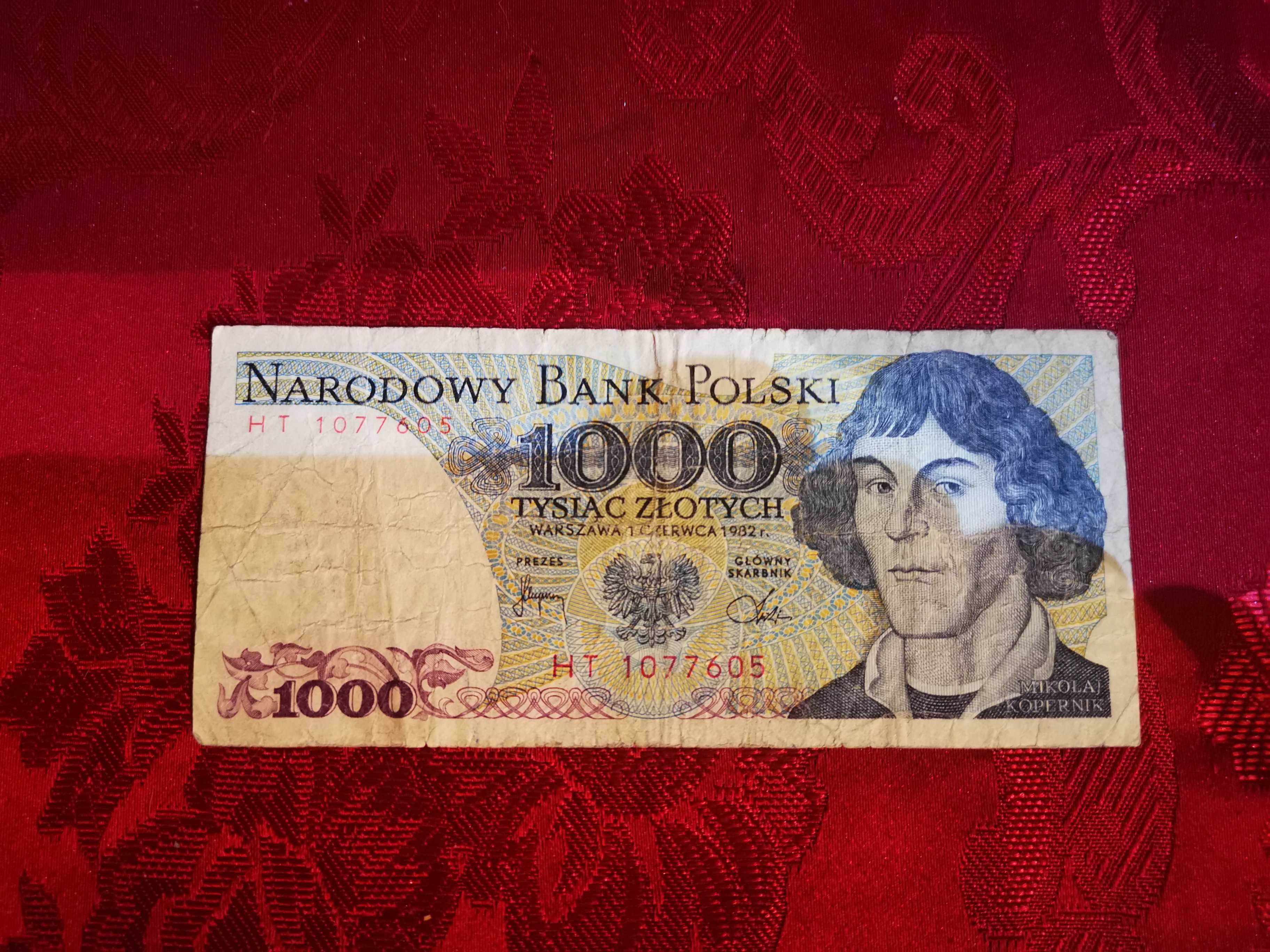 Banknot 1000 zł 1982 r. Seria HT 10 Stan bankowy PLN