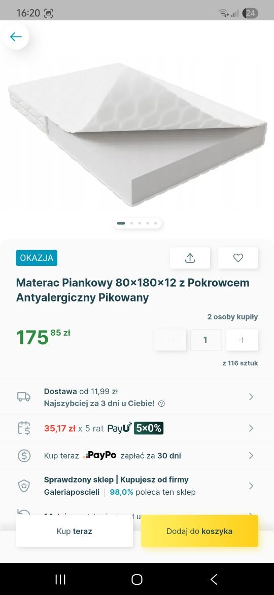 Łóżko dziecięce podwójne wysuwane z nowym materacem