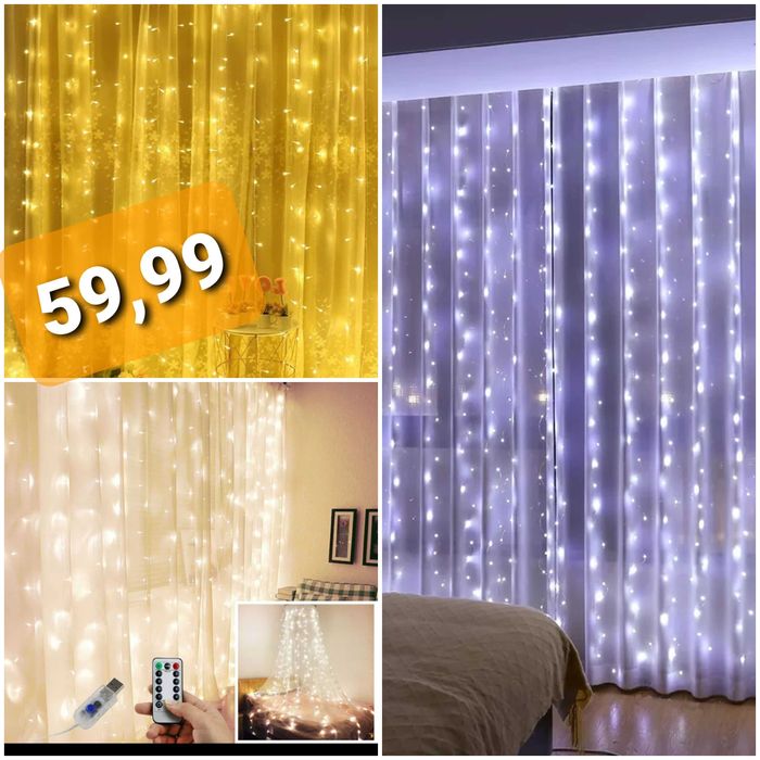 Girlanda led HALLOWEEN 300szt 3x3m lampki kurtyna na okno swiateczne
