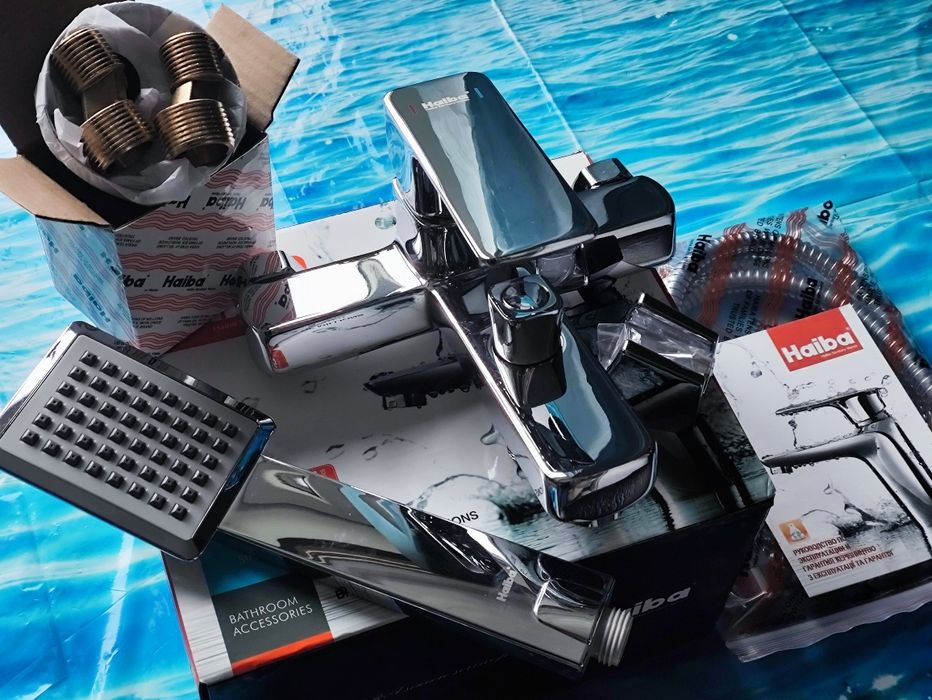 Смеситель, змiшувач для ванны Haiba Kubus 009 Euro 100% латунь