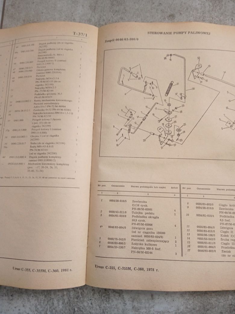 Ciągnik Rolniczy Ursus C-355 C-355M C-360 Katalog Części 1983 Oryginał