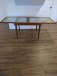 NOVO PREÇO Mesa de jantar extensível, 2 tampos em vidro + 4 cadeiras