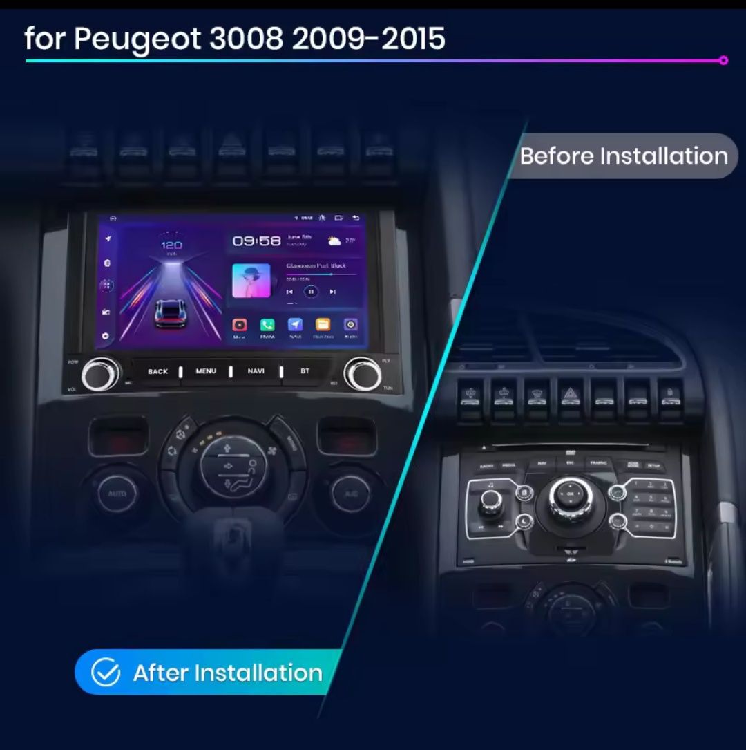 Rádio 2din Peugeot 3008 de 2009-15 Android Carplay Wi-Fi GPS 2/32GB