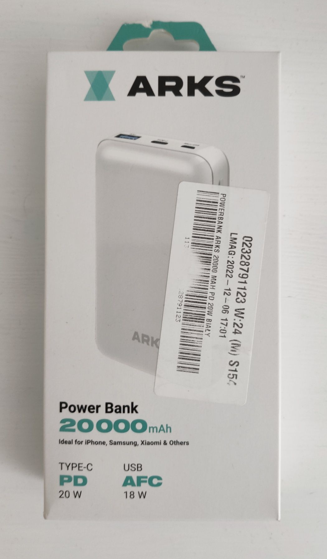 Powerbank 20000 mAh biały nowy