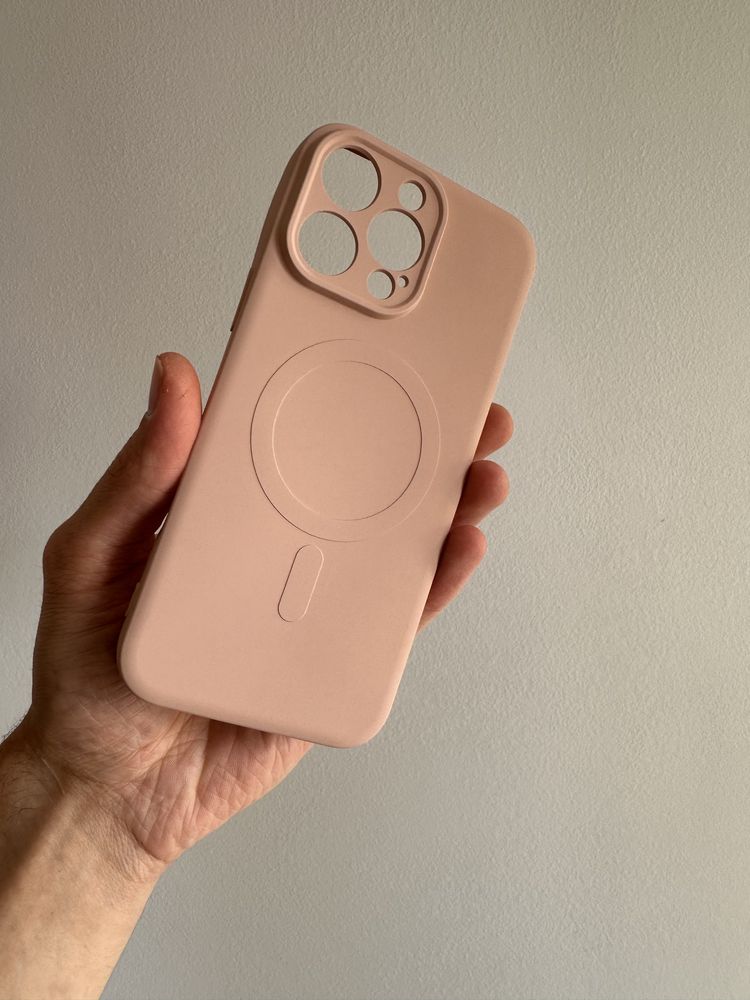 Etui Plecki silicon MagSafe różowe  + SZKŁO do iPhone 16 PRO MAX