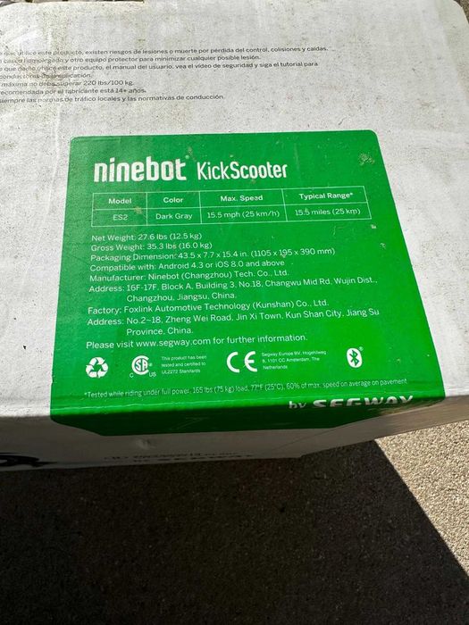 Trotinete ninebot KickScooter ES2 by SEGWAY