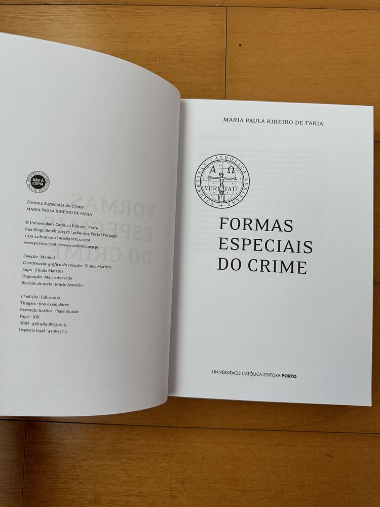 Livro Formas Especiais do Crime (Maria Paula Ribeiro de Faria)