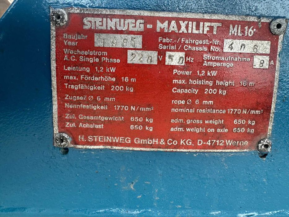 Winda Drabina dekarska Steinweg Maxilift 16 wciągarka podnośnik Geda