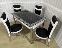 Кухонний обідній розкладний стіл та стільці Обеденный кухонный стол
