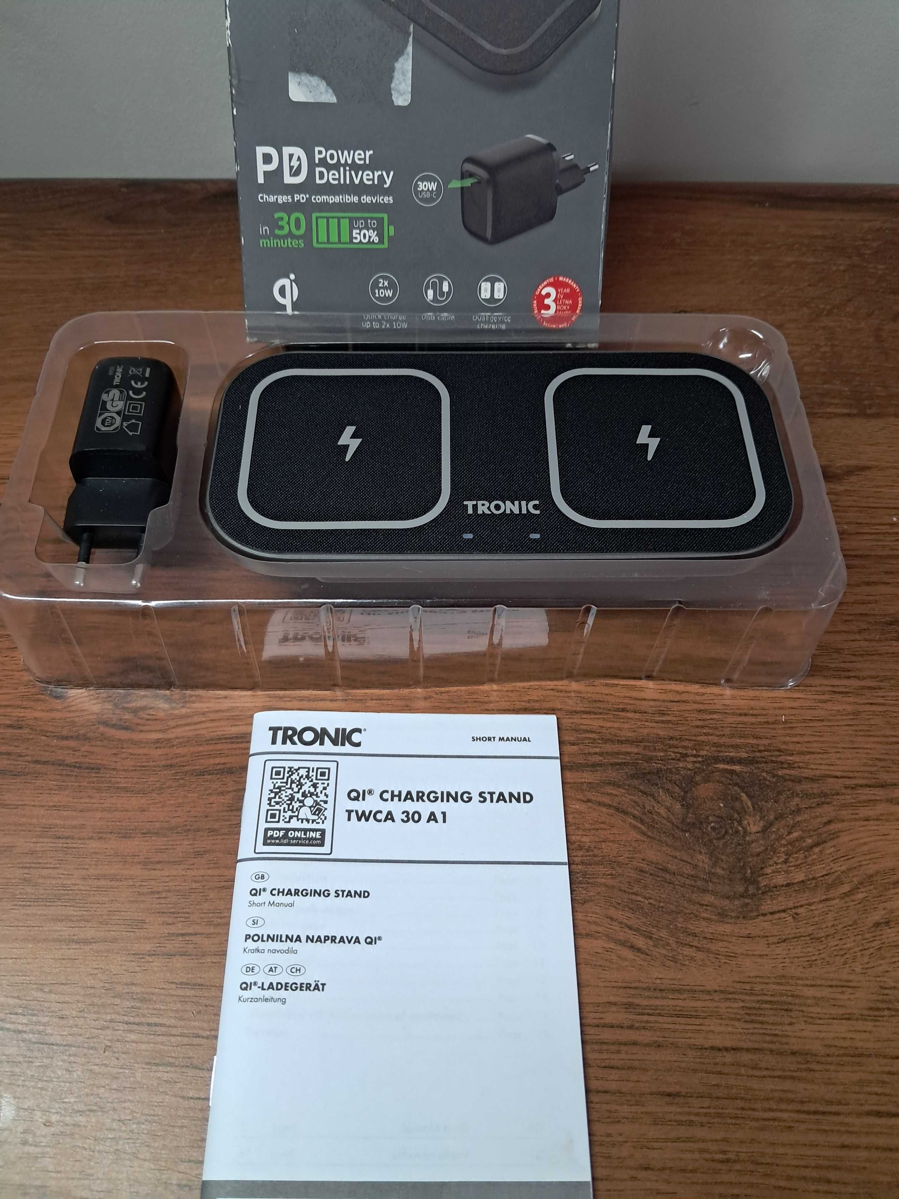 Ładowarka bezprzewodowa TRONIC Qi Podwójna szara