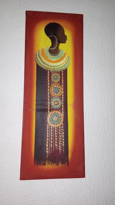Quadro AFRICANA Vaso na Cabeça. Assinado Autor 2 Fotos