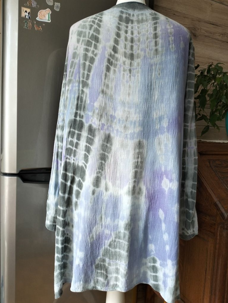 Tunika batik, z obszyciem z koronki; vintage; JORDASH; rozmiar XXL/3XL