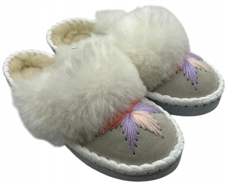 Pantofle Bambosze Damskie Kapcie Góralskie Wełniane Ciepłe r 35-42