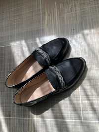 Туфли черные женские без каблука 38