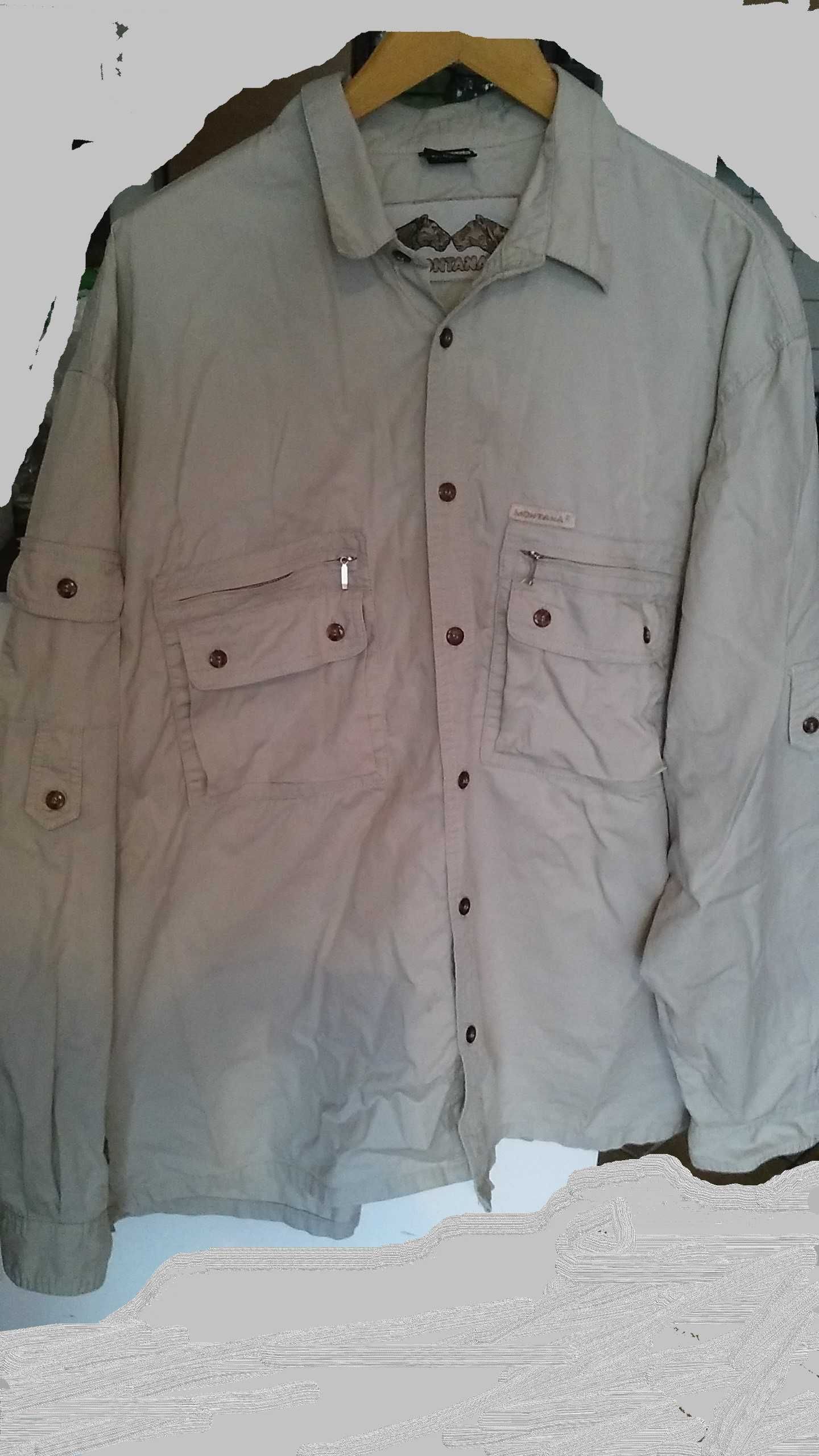 Koszula profesjonalnej marki Montana, XXL, khaki, beż, na ryby, safari