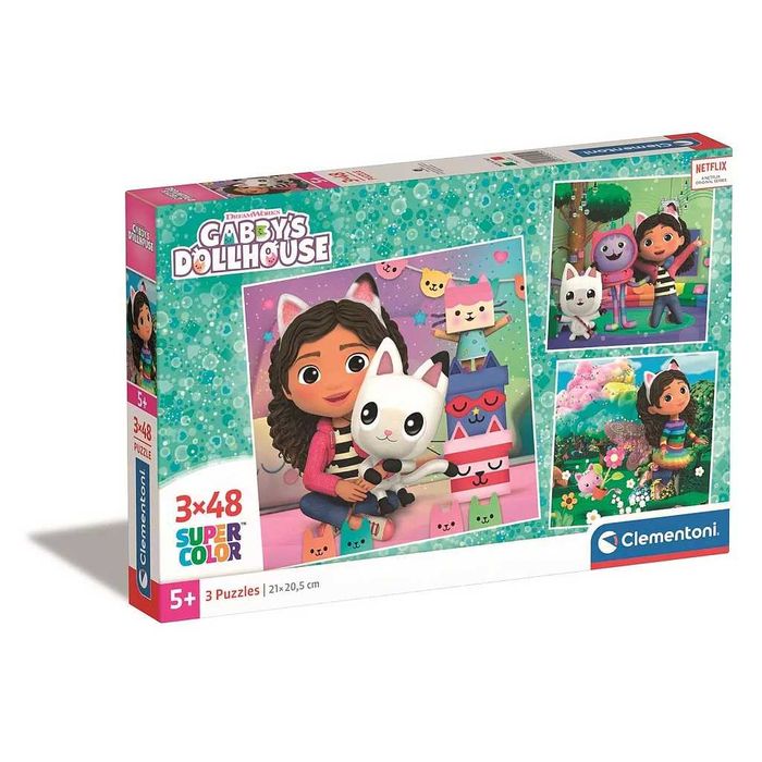 Puzzle Clementoni Gabby Dollhouse SuperColor 21x20,5cm 3x48 peças