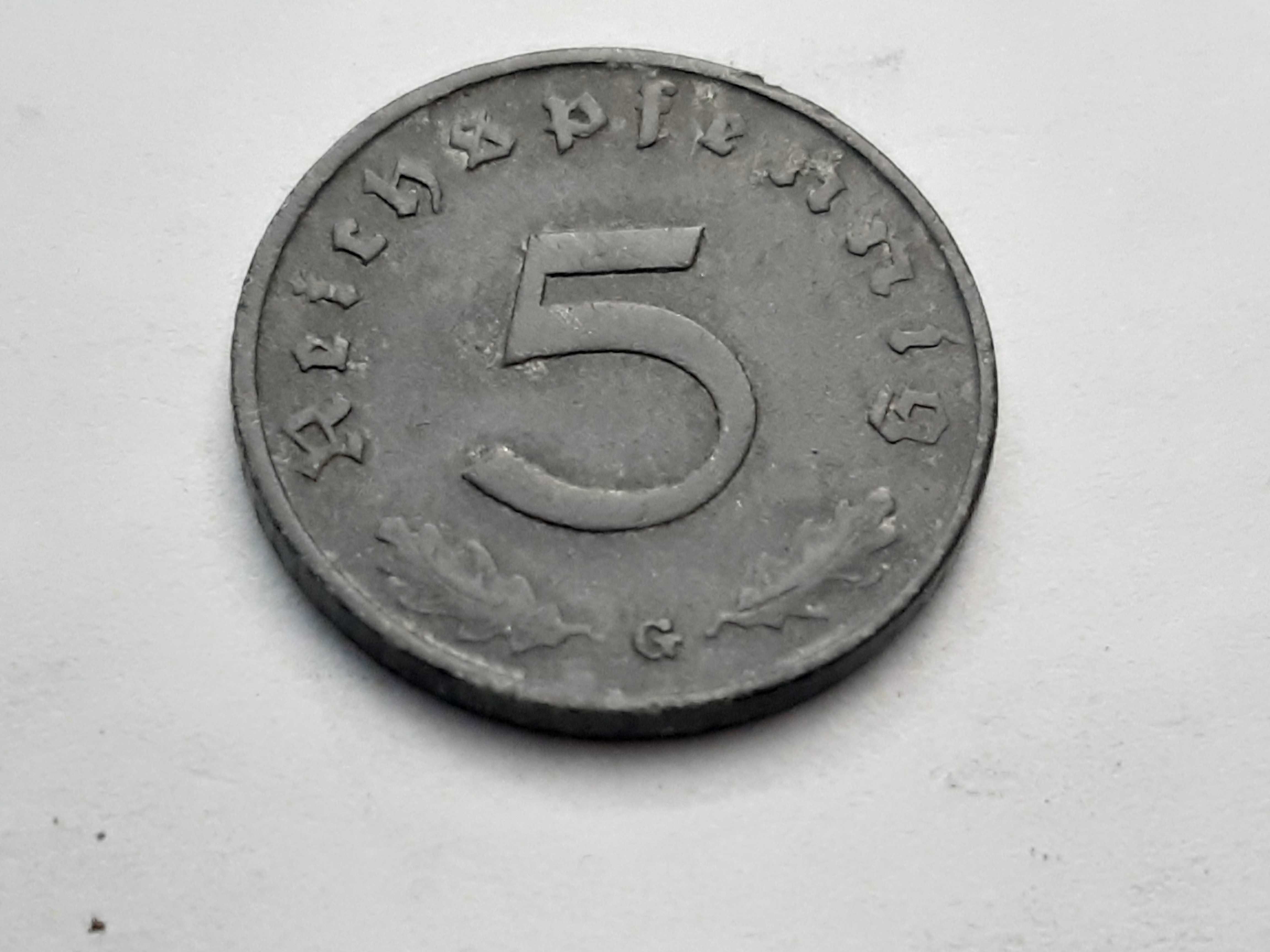 Niemcy III Rzesza 5 fenigów, pfennig 1940 rok mennica G
