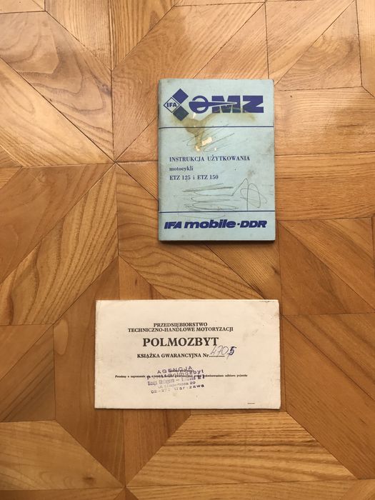 Stara dawna instrukcja obsługi i książka gwarancyjna mz etz 1989r