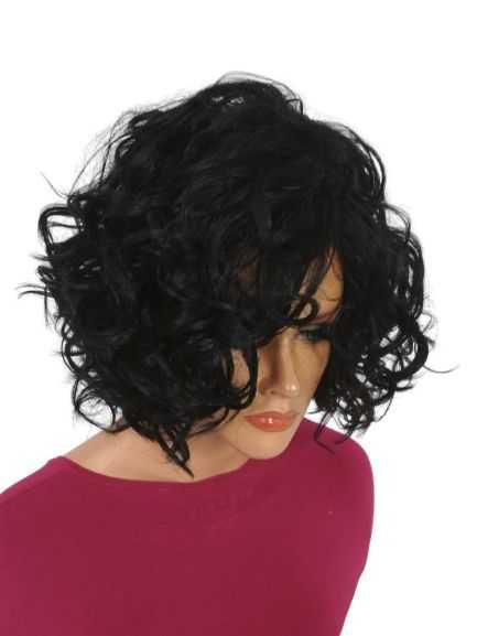 Peruka syntetyczna krótkie loki , black-Nessaja lux wig shop