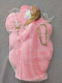 Ceramiczny różowy aniołek dla dziewczynki zawieszka na sciane 20cm