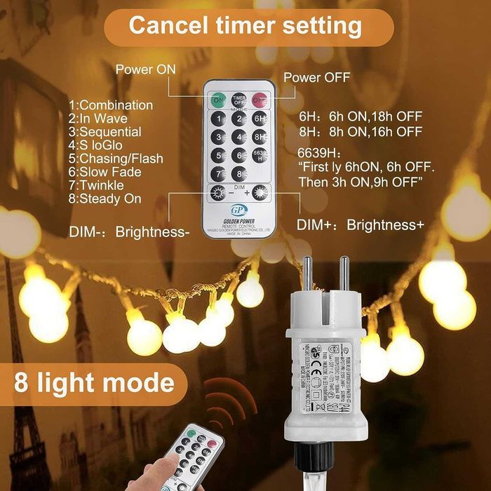 Łańcuch świetlny z 200 diodami LED, 20 m