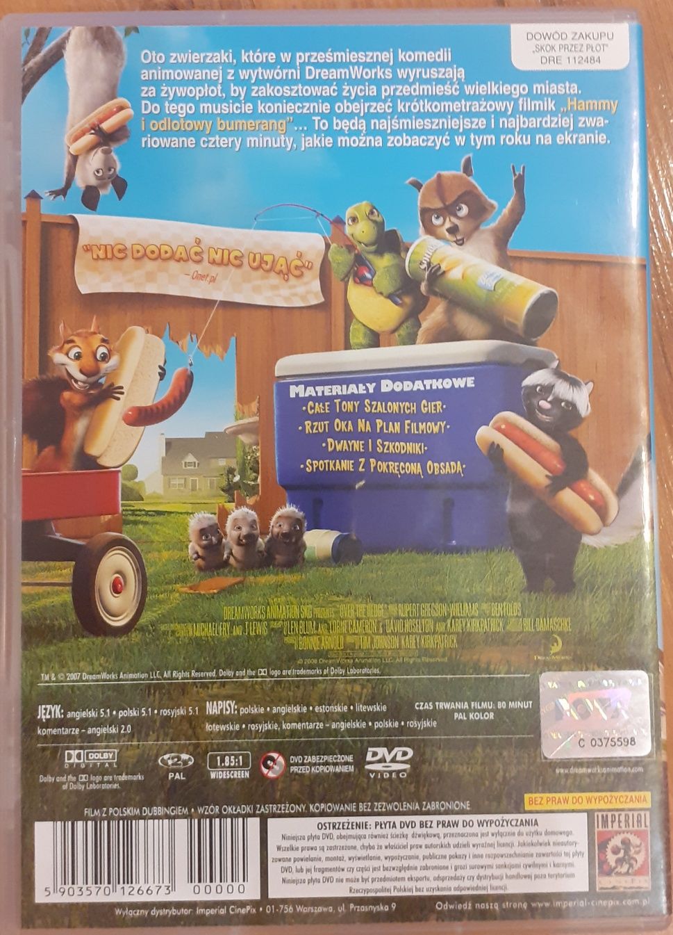 płyta dvd z bajką skok przez płot
