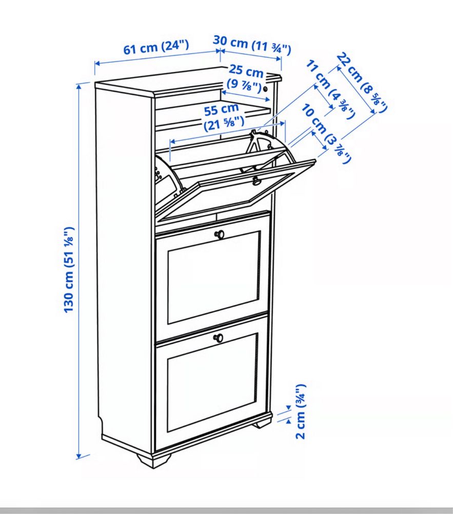 Sapateira IKEA modelo BRUSALI em castanho - Ótimo estado