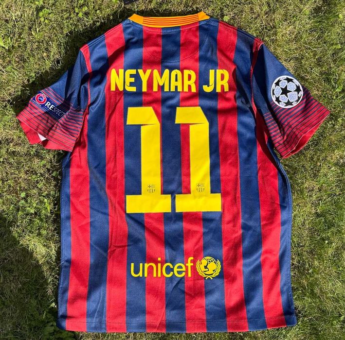 Koszulka piłkarska FC Barcelona 2013/14 domowa Neymar JR 11 UCL, L