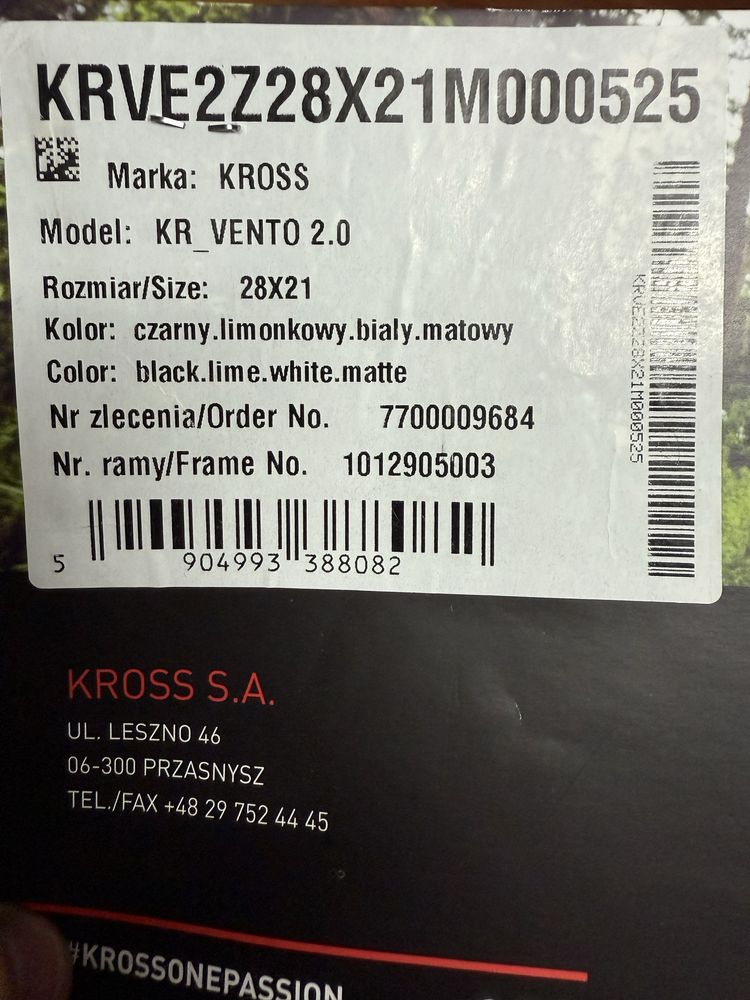 Rower szosowy Kross Vento 2.0