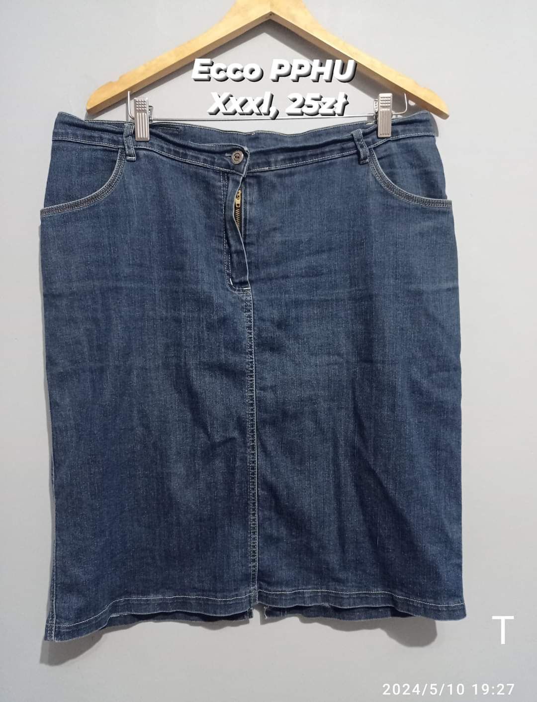 Spódnica 18 xxxl 46 jeansowa pod kolano polski produkt Ecco PPHU dżins