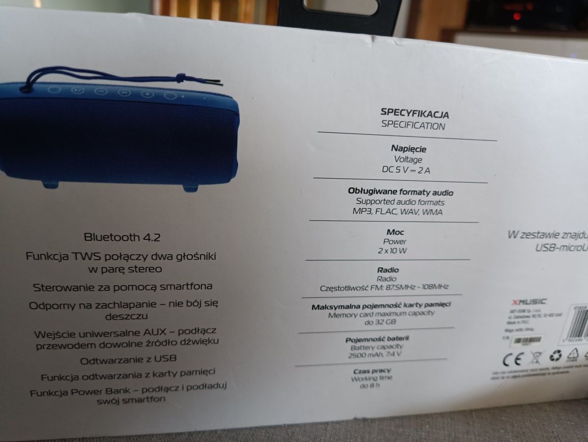 Głośnik Bluetooth Xmusic bts8008 niebieski