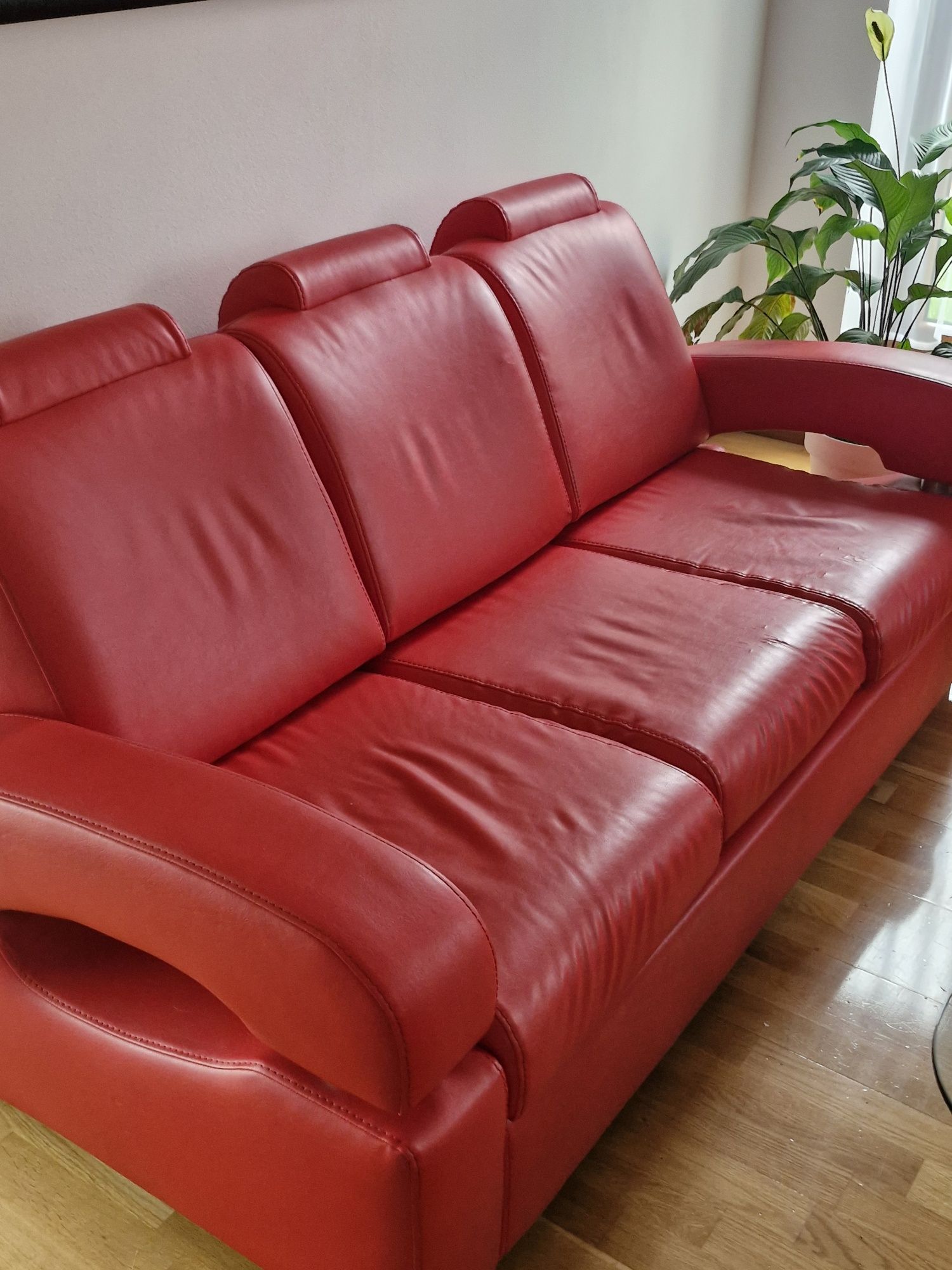 ZESTAW, KOMPLET  tapczan, kanapa, sofa, czerwone