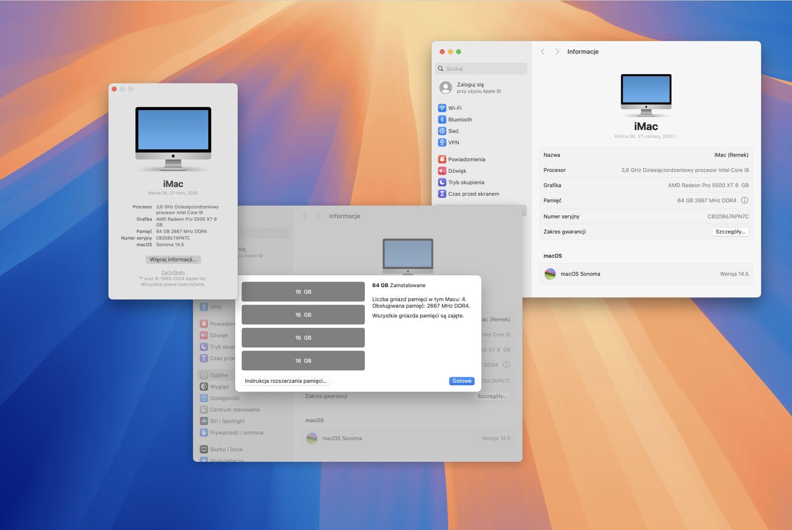 iMac 27' 2020 5K i9 64GB 1TB SSD + Wacom Intuos