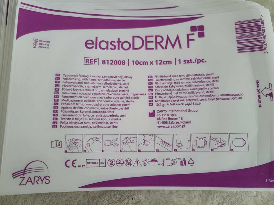 Plastry foliowe elastoDERM F o wym. 10x12 cm