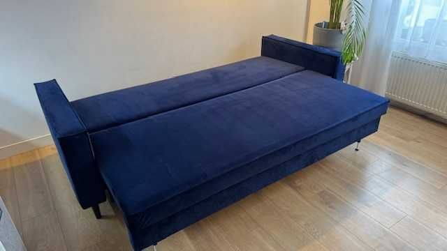 Sofa, kanapa 3-os. TERRA Blue, funkcja spania, pojemnik na pościel
