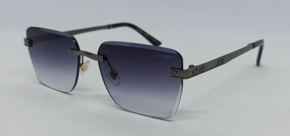 Cartier очки унисекс серо фиолетовый градиент в сером металле безоправ
