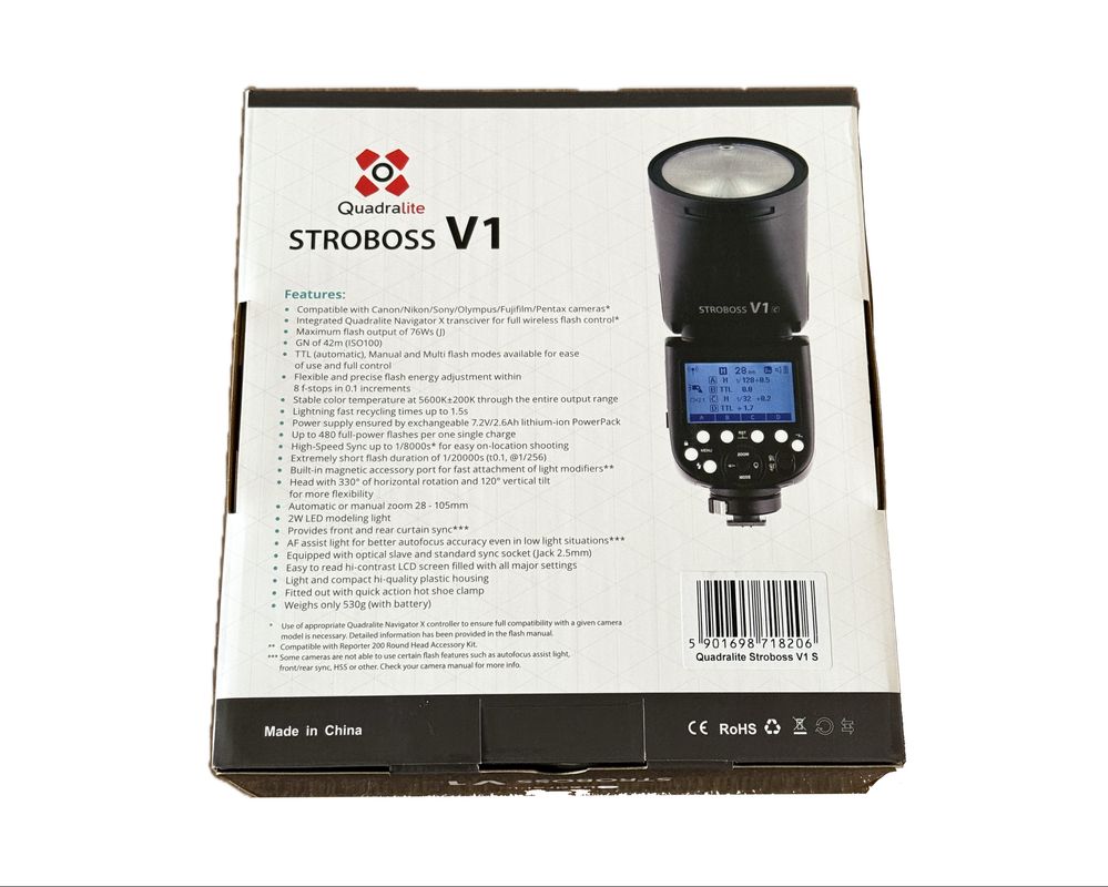 Lampa Błyskowa Quadralite Stroboss V1 S Sony + Navigator X2 | Godox