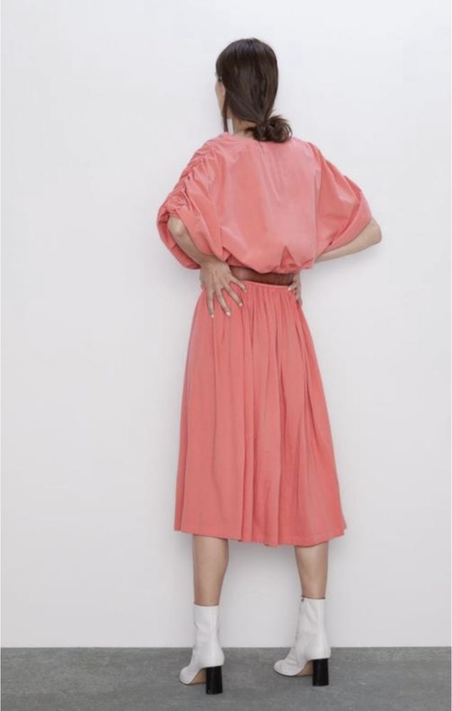 Плаття сукня ZARA нове 36 S рожеве корал бавовна міді Зара