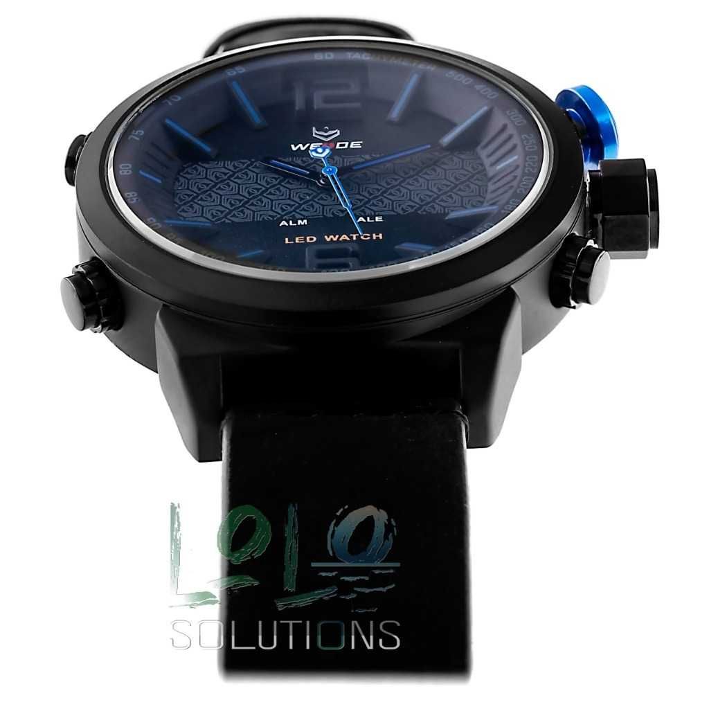 Duży zegarek dual time, czarno-niebieski Weide !!!Likwidacja sklepu!!!