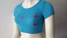 Crop Top em Malha de Linha com Bordados made in Italy