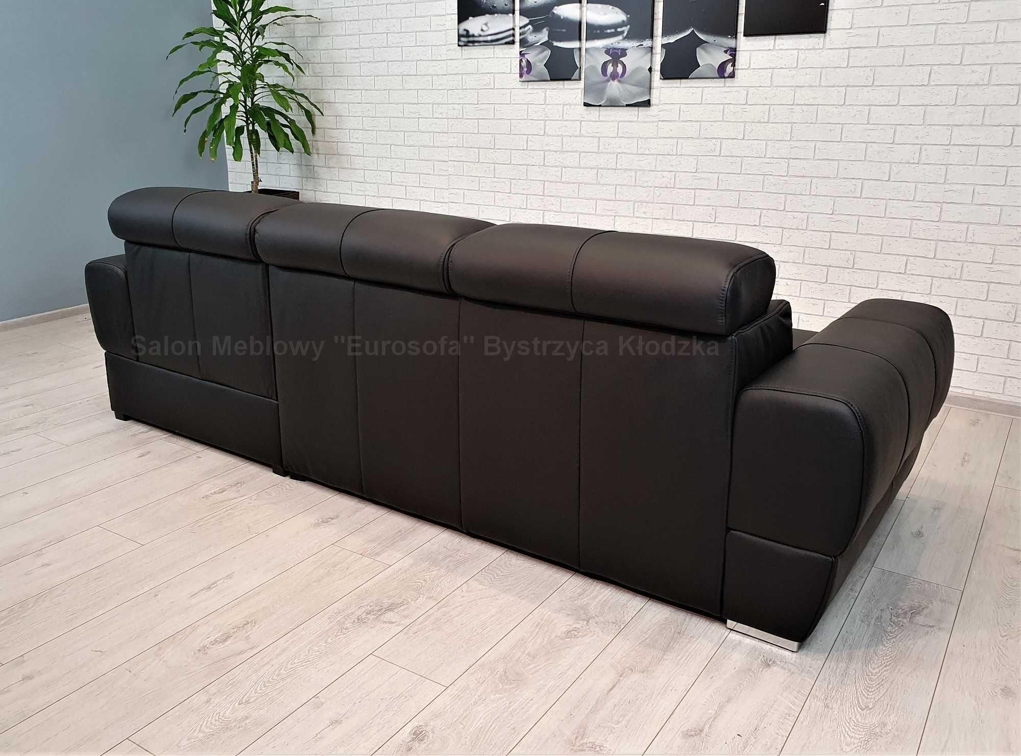 Mały narożnik 251x167 skóra naturalna czarna, rogówka skórzana, sofa