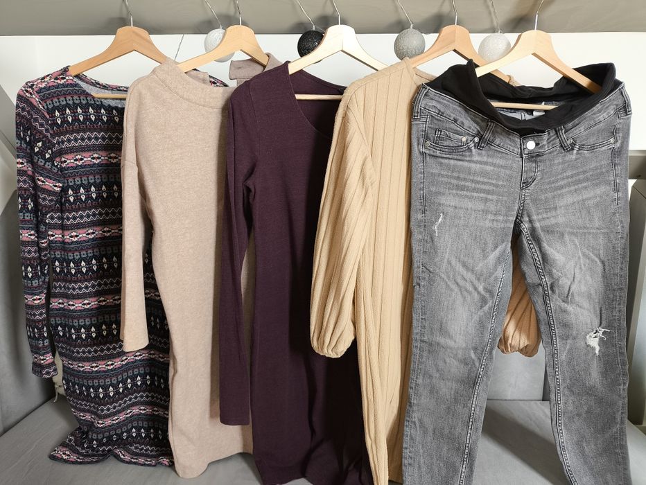 Spodnie ciążowe i cztery sukienki