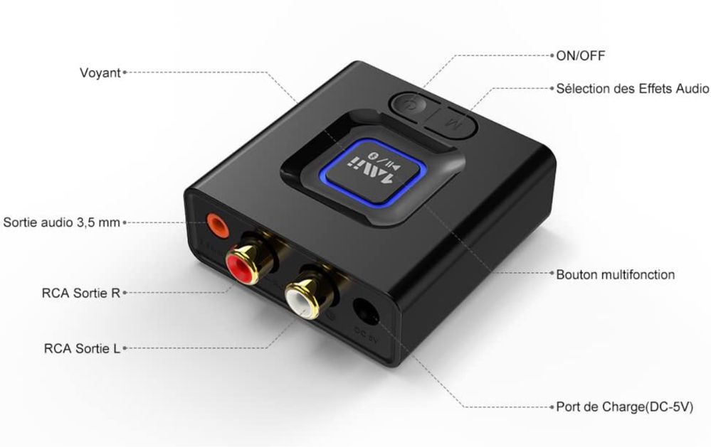 Odbiornik Bluetooth 1Mii ML201 z wejściem 3,5 mm i RCA