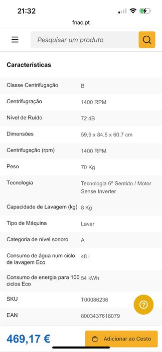 Maquina de lavar 8kg whirlpool W6 W845WR SPT