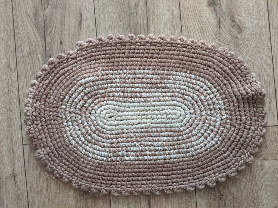 Dywan dywany komplet łazienkowy szydełkowe rękodzieło beż 2szt