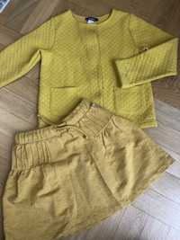 zestaw coccodrillo spodniczka+ okaidi sweterek musztarda